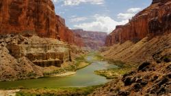 Каньоны, скалы, река, пустыня, жара, обои, картинки