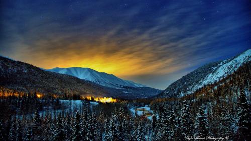 Аляска ночь снег заставки на рабочий стол