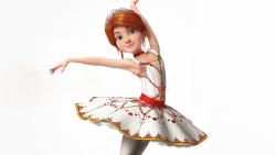 Балерина, Felicie Milliner, белый фон, прическа, мультфильм, платье, Ballerina, танец, рыжая, поза, девочка