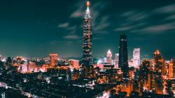 Город Тайпей ночной обои скачать