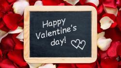 Доска, надпись, happy valentines day, rose, petals, розы, лепестки