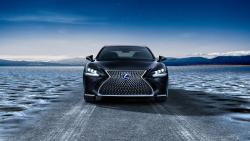 Капот, бамбер, синий, купе, лексус, гибрид, 2018, lexus, LC 500h, горы, вода обои HD