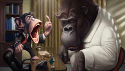 Карикатуры бизнесменов и их подчиненных