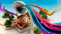 Креативный граммофон с цветной радугой картинки скачать