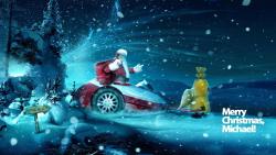 Новый год, рождество, дед мороз, метель, ночь, подарки, машина, праздник, снег, обои HD