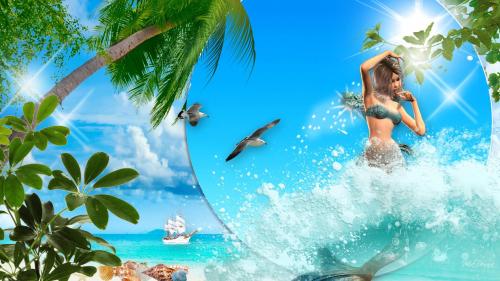 Русалка в море