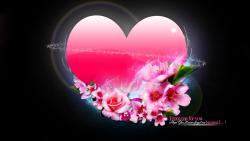 Сердце и цветы на черном фоне