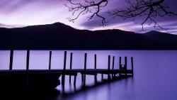 Фиолетовый сумрак, закат, причал картинки для рабочего стола