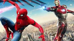 Человек Паук и Железный Человек бой обои HD