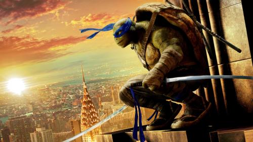 Черепашки-ниндзя, leonardo, мультфильм, ниндзя-черепашка, леонардо, Лео, синий, ниндзято, город обои