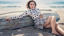 Эмилия Кларк, Emilia Clarke, девушка, море, набережная, платье, океан обои hd