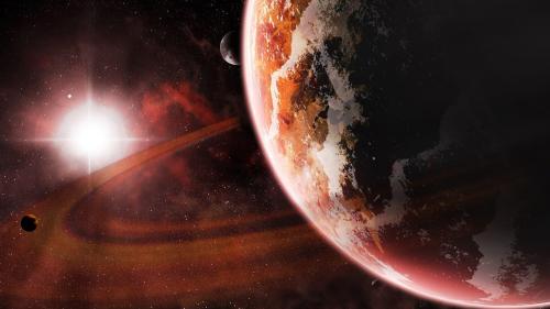 планета и ее спутник широкоформатные обои