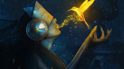 птица, жизнь, девушка, ведьма, дева, рука, HD обои, огонь