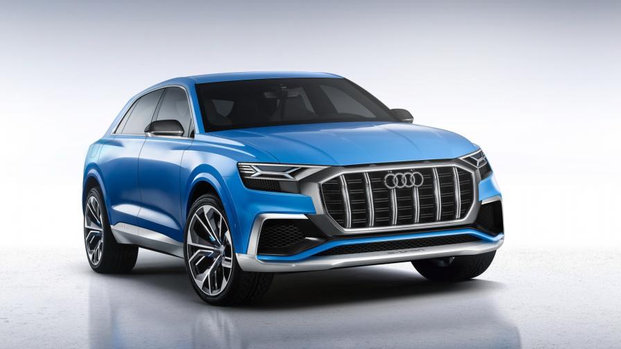 2018 Audi Q8 SUV синий внедорожник обои бесплатно
