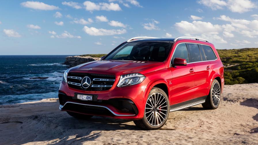 Amg Mercedes Benz Gls Class красный джип на берегу моря обои HD