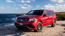 Amg Mercedes Benz Gls Class красный джип на берегу моря обои HD