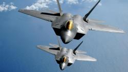 F22 Тандем Полет истребитель обои на рабочий стол