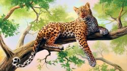 HD обои леопард рисованный
