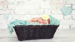 HD обои малышки спящей в корзинке